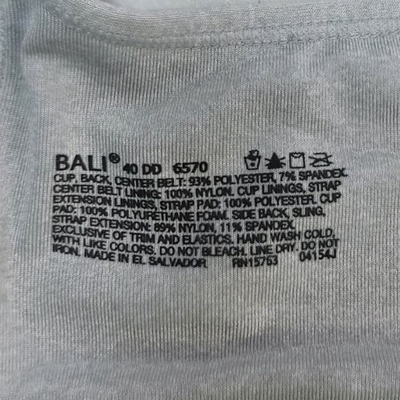 Bali Active Classic Coverage Foam Wirefree Bra Gray 40DD Adj Seamless #6570 - Picture 10 of 10